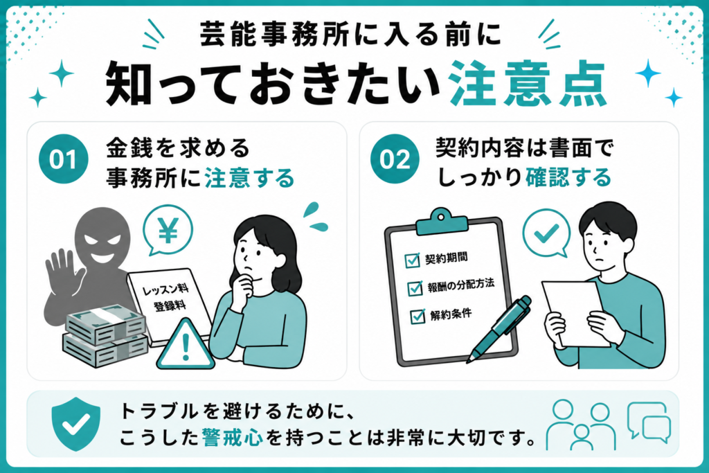 芸能事務所　入る前　知っておきたい　注意点